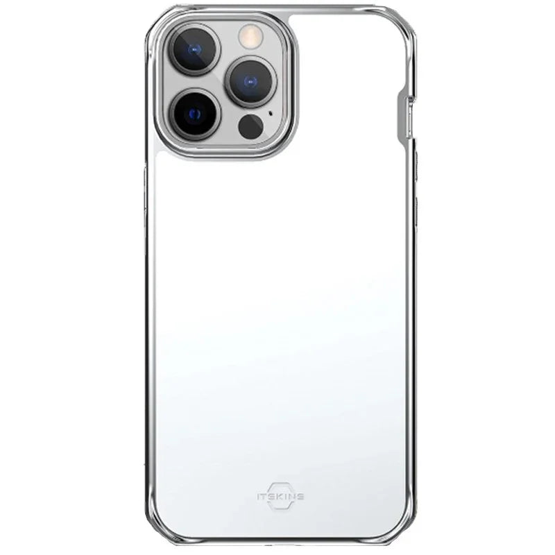 Itskins Hybrid Glass iPhone 13 Pro Max Cover - Silver - Tashqila Itskins Hybrid Glass iPhone 13 Pro Max Cover - Silver - Tashqila